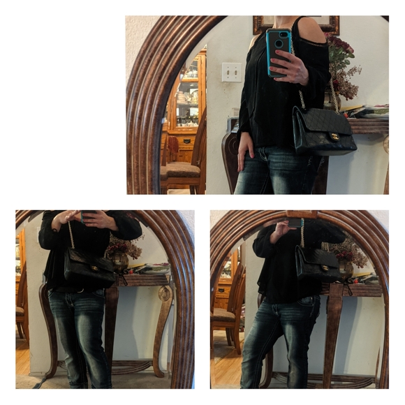 🎉CHANEL Black 2.55 Double Flap Bag Bijoux Chain - Picture 16 of 17